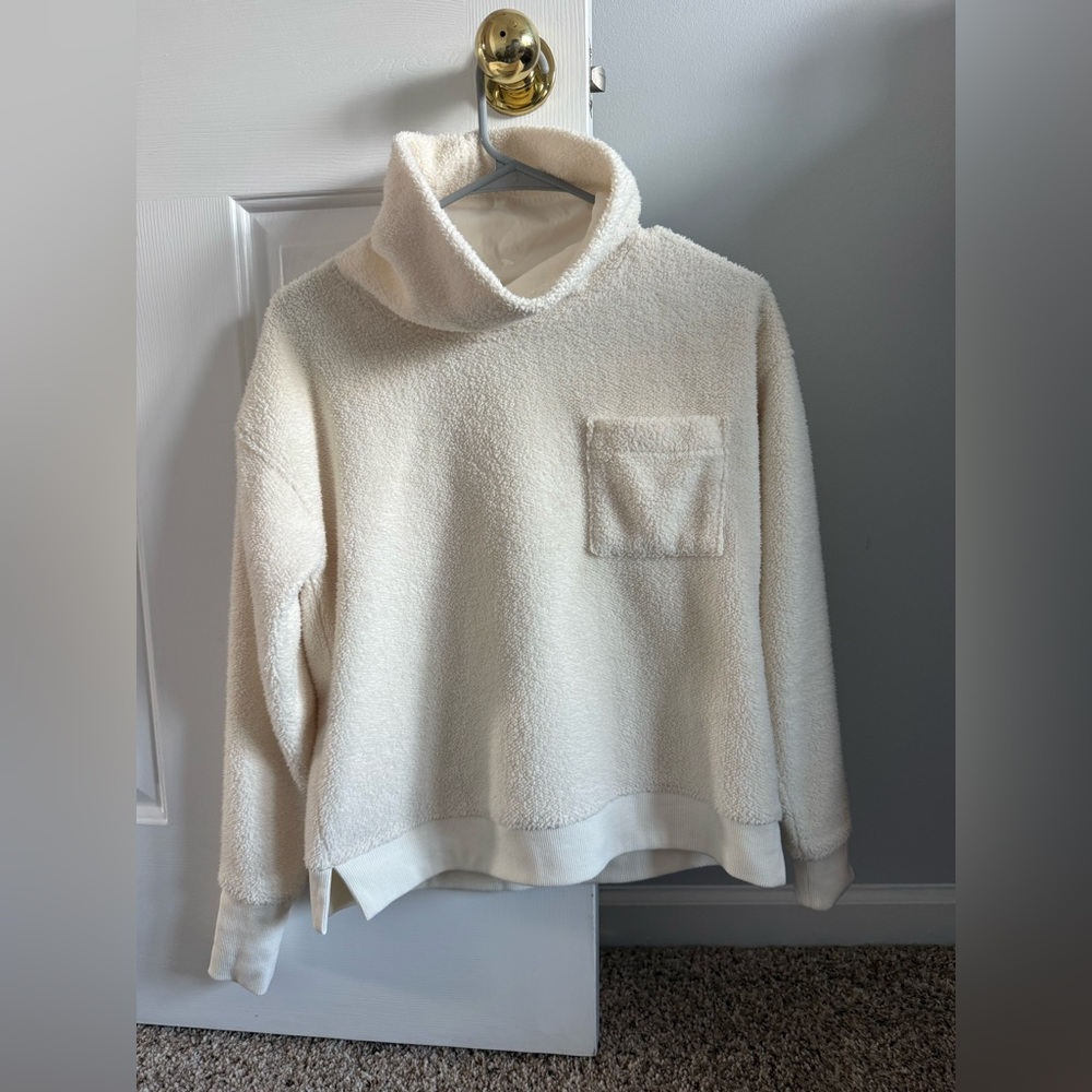 Vineyard Vines Sweater Women Ivory White Sherpa Fleece Pullover Mock Neck